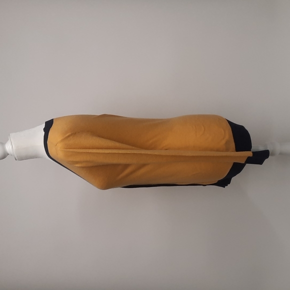 Outback Red Button Front Cardigan in Gold with Navy Trim, Size XS - Picture 2 of 5